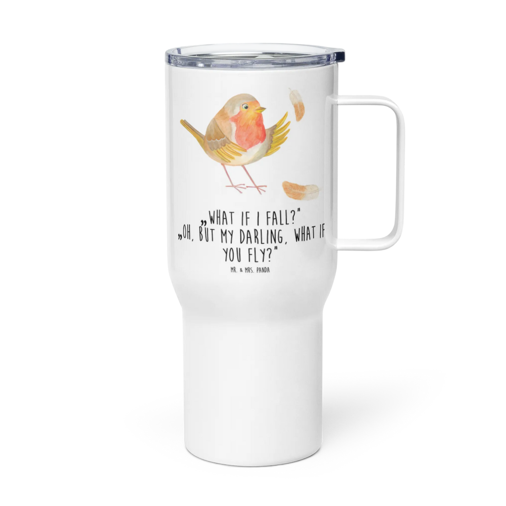 XXL thermal mug robin feathers XL Thermobecher, Jumbo Becher, Autobecher, XL Reisetasse, Reisebecher, Großer Thermobecher, Thermobecher, Tiermotive, Gute Laune, lustige Sprüche, Tiere, Rotkehlchen, Spruch Motivation, fliegen, Motivationsbilder, Vogel, Spruch Mut, Motivation Sprüche, What if i fall