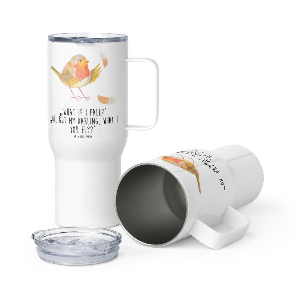 XXL thermal mug robin feathers XL Thermobecher, Jumbo Becher, Autobecher, XL Reisetasse, Reisebecher, Großer Thermobecher, Thermobecher, Tiermotive, Gute Laune, lustige Sprüche, Tiere, Rotkehlchen, Spruch Motivation, fliegen, Motivationsbilder, Vogel, Spruch Mut, Motivation Sprüche, What if i fall