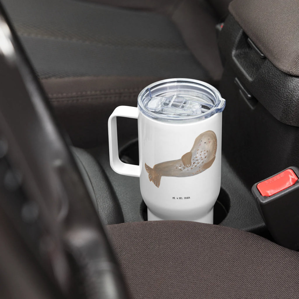 XXL thermal mug seal Laugh Reisebecher, Autobecher, Jumbo Becher, XL Reisetasse, Thermobecher, XL Thermobecher, Großer Thermobecher, Tiermotive, Gute Laune, lustige Sprüche, Tiere, Seehund, Ostsee, Nordsee, Strand, Robbe, Robben, Meerestier