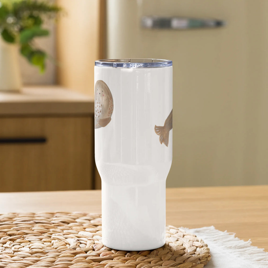 XXL thermal mug seal Laugh Reisebecher, Autobecher, Jumbo Becher, XL Reisetasse, Thermobecher, XL Thermobecher, Großer Thermobecher, Tiermotive, Gute Laune, lustige Sprüche, Tiere, Seehund, Ostsee, Nordsee, Strand, Robbe, Robben, Meerestier