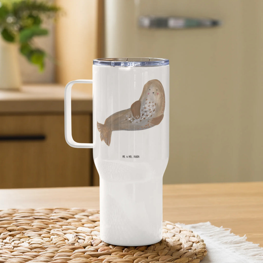 XXL thermal mug seal Laugh Reisebecher, Autobecher, Jumbo Becher, XL Reisetasse, Thermobecher, XL Thermobecher, Großer Thermobecher, Tiermotive, Gute Laune, lustige Sprüche, Tiere, Seehund, Ostsee, Nordsee, Strand, Robbe, Robben, Meerestier
