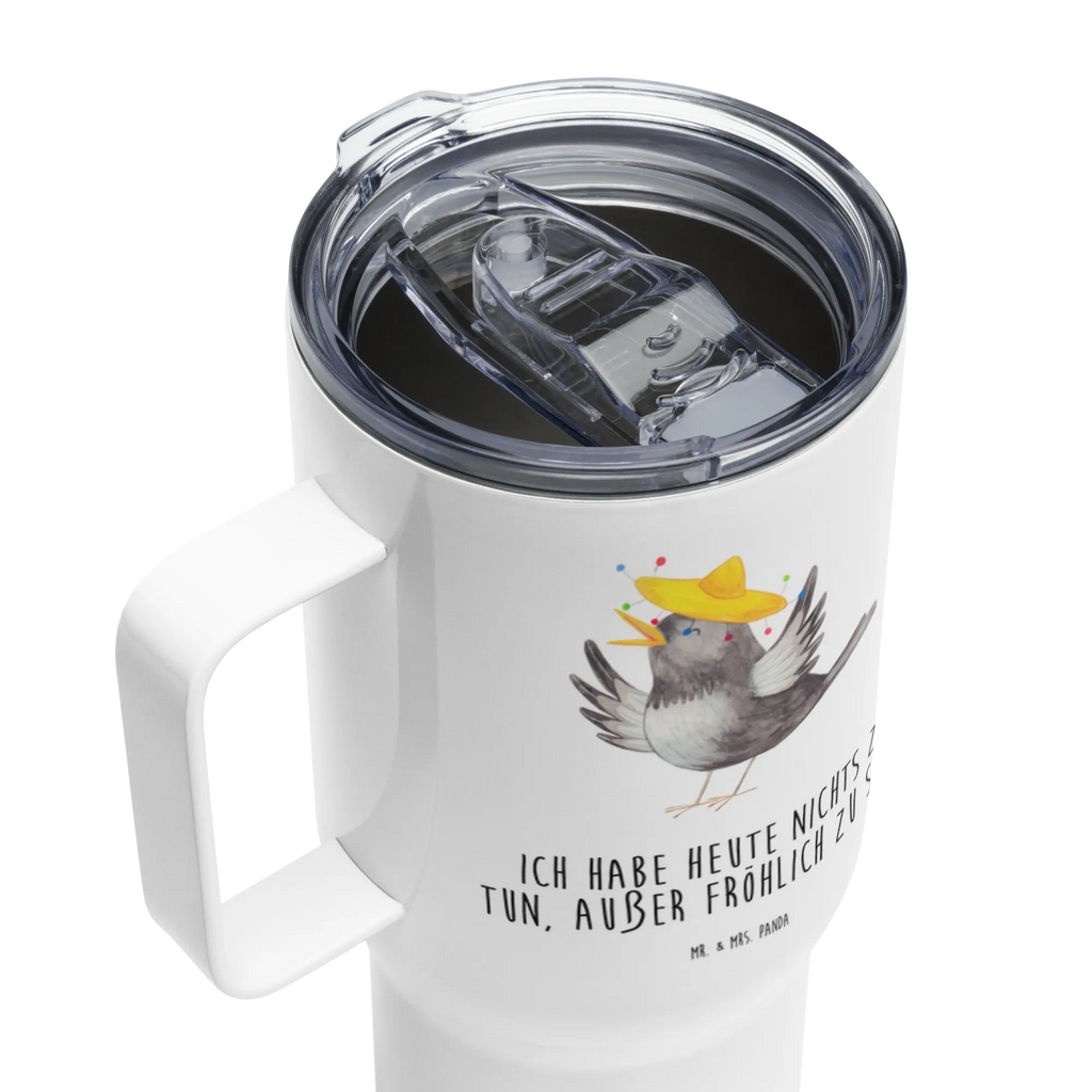 XXL Thermobecher Rabe Sombrero Thermobecher, Jumbo Becher, Autobecher, Großer Thermobecher, Reisebecher, XL Thermobecher, XL Reisetasse, Tiermotive, Gute Laune, lustige Sprüche, Tiere, Rabe, Glück Spruch, glücklich sein, Elster, Spruch positiv, Vögel, froh, Motivation, Vogel, fröhlich sein
