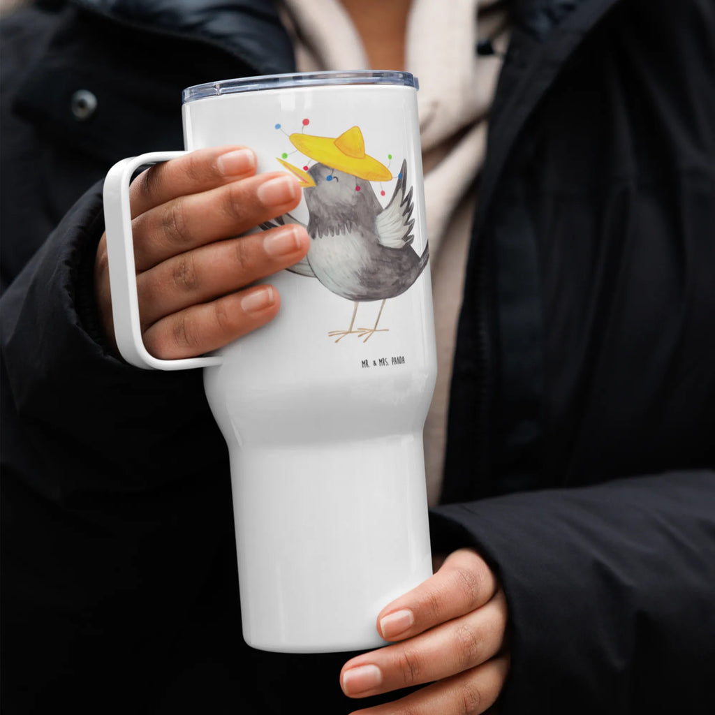 XXL Thermobecher Rabe Sombrero Thermobecher, Jumbo Becher, Autobecher, Großer Thermobecher, Reisebecher, XL Thermobecher, XL Reisetasse, Tiermotive, Gute Laune, lustige Sprüche, Tiere, Rabe, Glück Spruch, glücklich sein, Elster, Spruch positiv, Vögel, froh, Motivation, Vogel, fröhlich sein