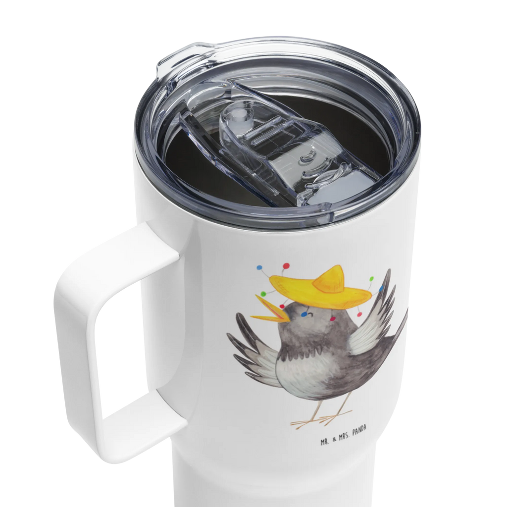 XXL Thermobecher Rabe Sombrero Thermobecher, Jumbo Becher, Autobecher, Großer Thermobecher, Reisebecher, XL Thermobecher, XL Reisetasse, Tiermotive, Gute Laune, lustige Sprüche, Tiere, Rabe, Glück Spruch, glücklich sein, Elster, Spruch positiv, Vögel, froh, Motivation, Vogel, fröhlich sein