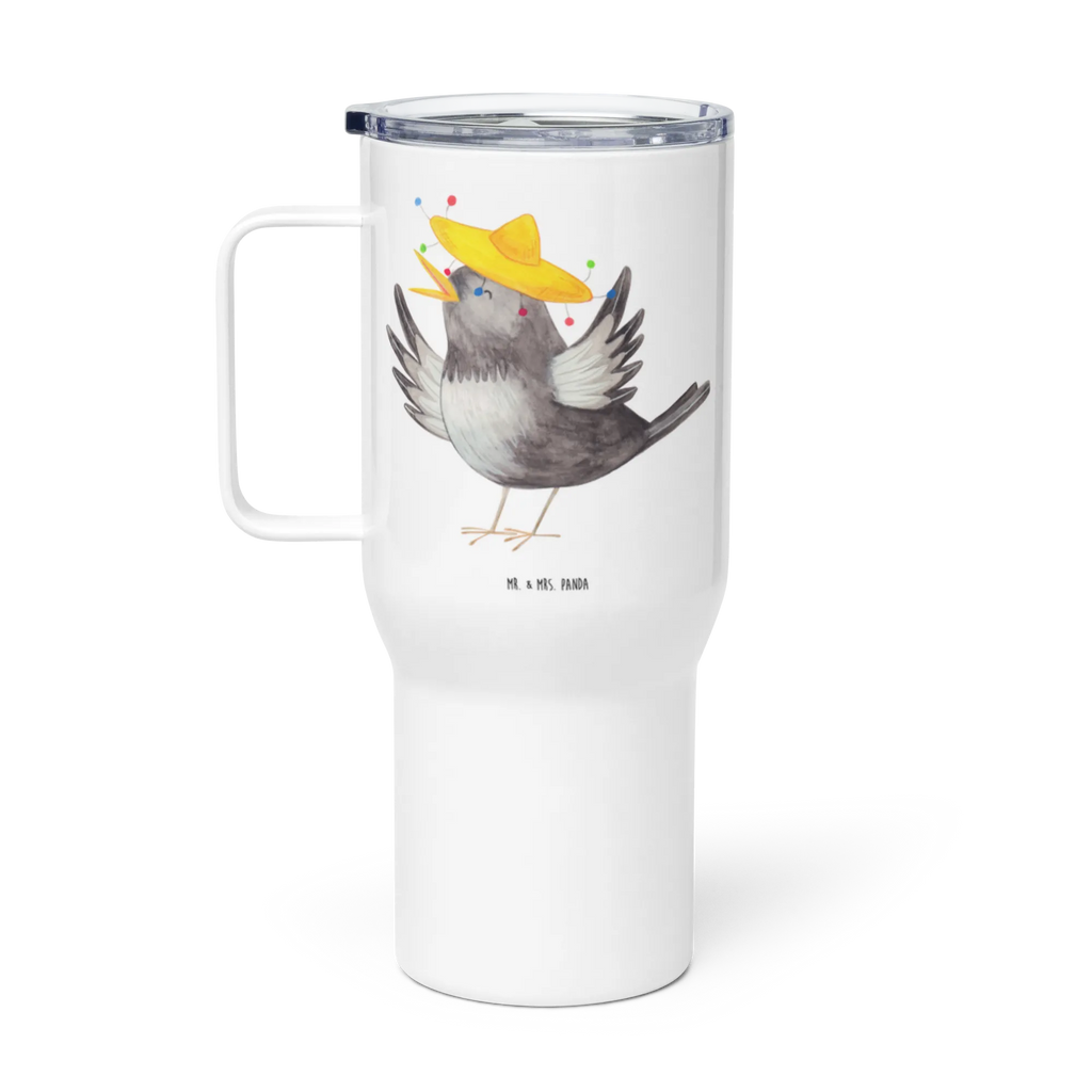 XXL Thermobecher Rabe Sombrero Thermobecher, Jumbo Becher, Autobecher, Großer Thermobecher, Reisebecher, XL Thermobecher, XL Reisetasse, Tiermotive, Gute Laune, lustige Sprüche, Tiere, Rabe, Glück Spruch, glücklich sein, Elster, Spruch positiv, Vögel, froh, Motivation, Vogel, fröhlich sein