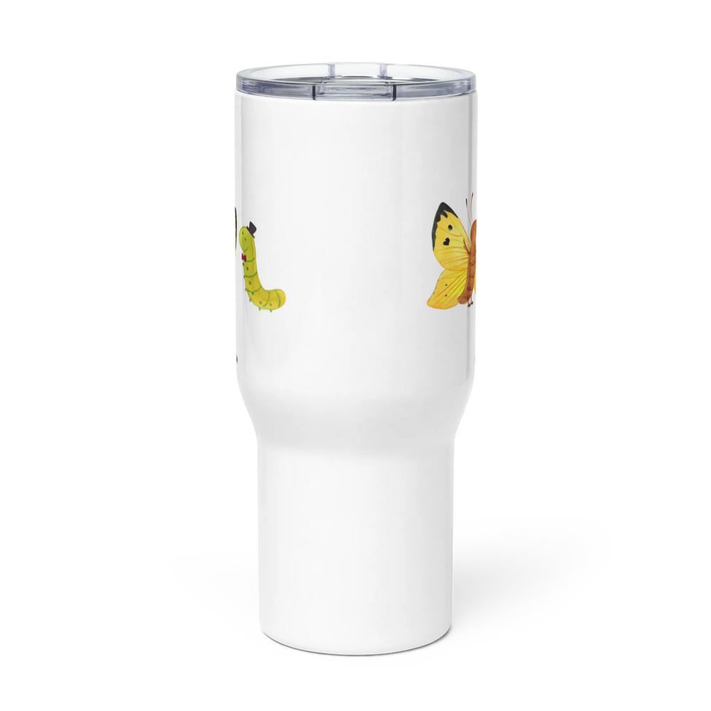 XXL Thermobecher Raupe Schmetterling Jumbo Becher, Großer Thermobecher, XL Reisetasse, XL Thermobecher, Thermobecher, Reisebecher, Autobecher, Tiermotive, Gute Laune, lustige Sprüche, Tiere, Raupe, Hut, Kokon, Schönheit, Zitronenfalter, Hütchen, Entwicklung, Schmetterling, Erwachsen werden, Aufwachsen