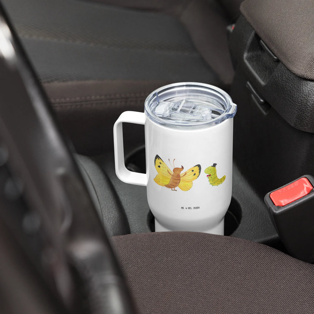 XXL Thermobecher Raupe Schmetterling Jumbo Becher, Großer Thermobecher, XL Reisetasse, XL Thermobecher, Thermobecher, Reisebecher, Autobecher, Tiermotive, Gute Laune, lustige Sprüche, Tiere, Raupe, Hut, Kokon, Schönheit, Zitronenfalter, Hütchen, Entwicklung, Schmetterling, Erwachsen werden, Aufwachsen