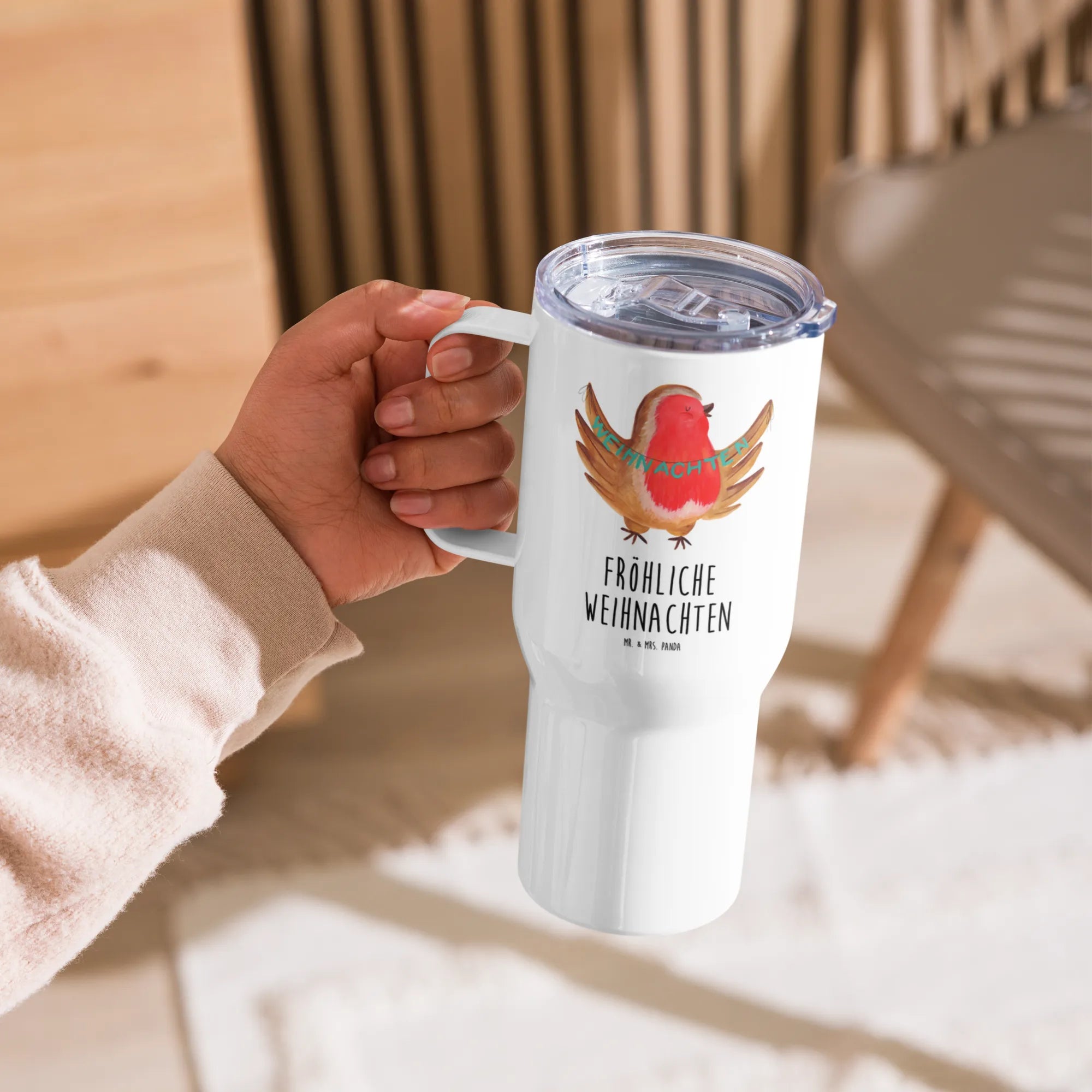 XXL Thermobecher Rotkehlchen Weihnachten