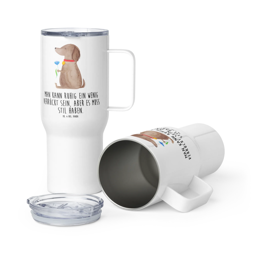 XXL Thermobecher Hund Blume XL Reisetasse, Autobecher, Reisebecher, Thermobecher, XL Thermobecher, Großer Thermobecher, Jumbo Becher, Hund, Hundemotiv, Haustier, Hunderasse, Tierliebhaber, Hundebesitzer, Sprüche, Frauchen, Hunde, Hundeliebe