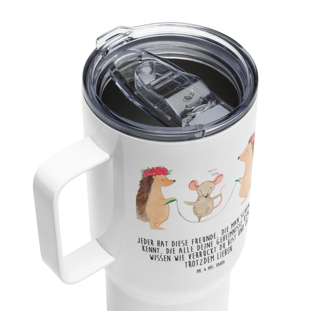 XXL thermal mug Hedgehog skipping Großer Thermobecher, Reisebecher, Thermobecher, Jumbo Becher, XL Reisetasse, XL Thermobecher, Autobecher, Tiermotive, Gute Laune, lustige Sprüche, Tiere, Kindergarten, Seilhüpfen, Igel, Seilspringen, Maus, Kinder