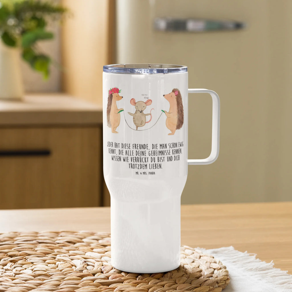 XXL thermal mug Hedgehog skipping Großer Thermobecher, Reisebecher, Thermobecher, Jumbo Becher, XL Reisetasse, XL Thermobecher, Autobecher, Tiermotive, Gute Laune, lustige Sprüche, Tiere, Kindergarten, Seilhüpfen, Igel, Seilspringen, Maus, Kinder