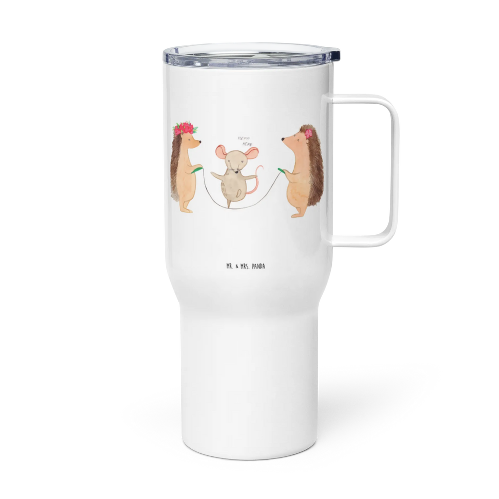 XXL thermal mug Hedgehog skipping Großer Thermobecher, Reisebecher, Thermobecher, Jumbo Becher, XL Reisetasse, XL Thermobecher, Autobecher, Tiermotive, Gute Laune, lustige Sprüche, Tiere, Kindergarten, Seilhüpfen, Igel, Seilspringen, Maus, Kinder