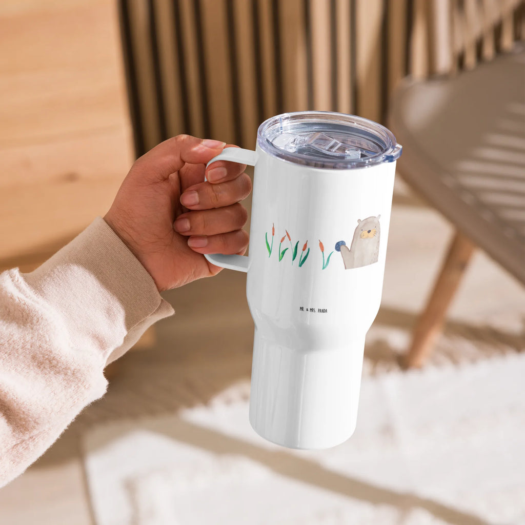 XXL thermal mug otter Stone XL Thermobecher, Autobecher, Thermobecher, XL Reisetasse, Jumbo Becher, Reisebecher, Großer Thermobecher, Otter, Fischotter, Seeotter, Otter Seeotter See Otter