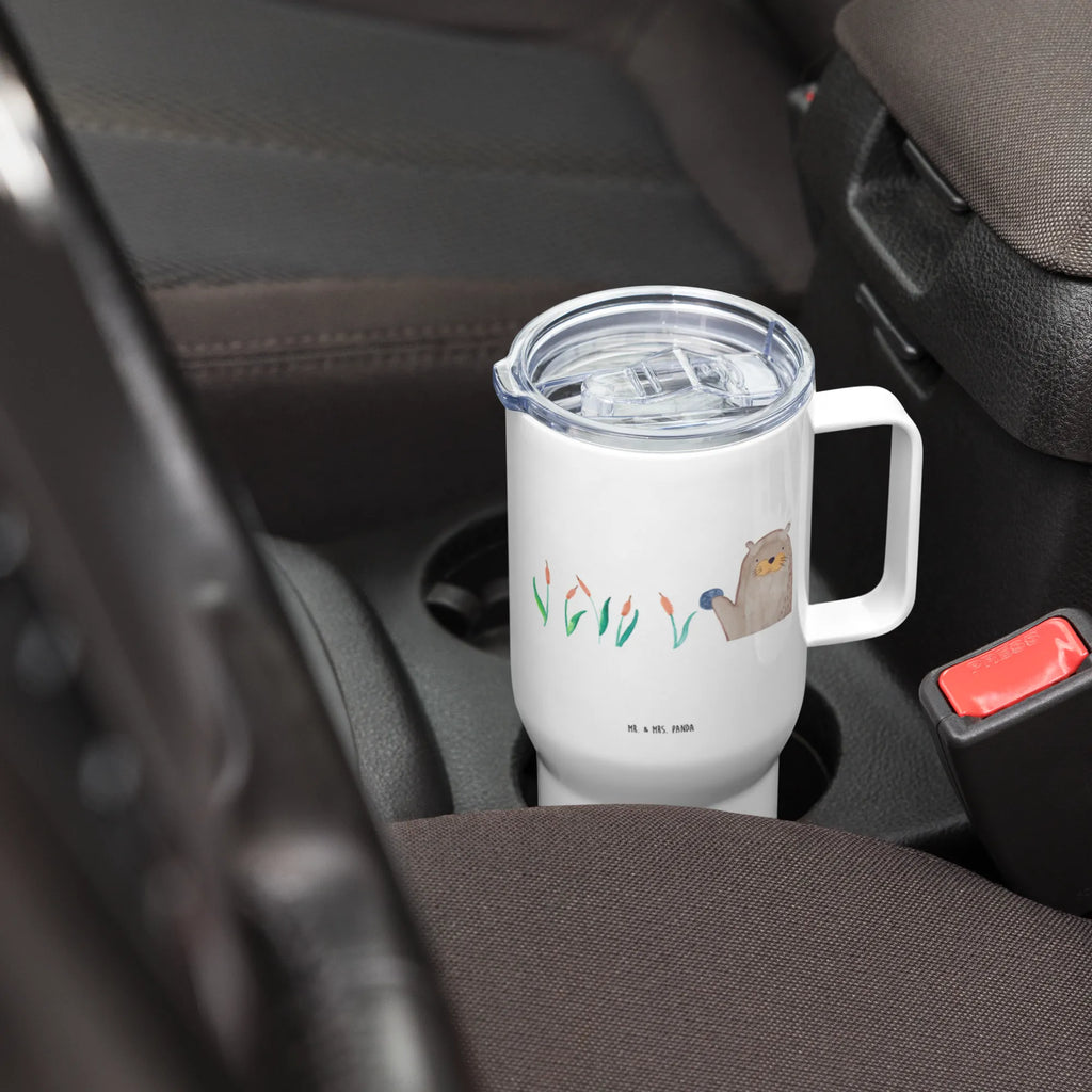 XXL thermal mug otter Stone XL Thermobecher, Autobecher, Thermobecher, XL Reisetasse, Jumbo Becher, Reisebecher, Großer Thermobecher, Otter, Fischotter, Seeotter, Otter Seeotter See Otter