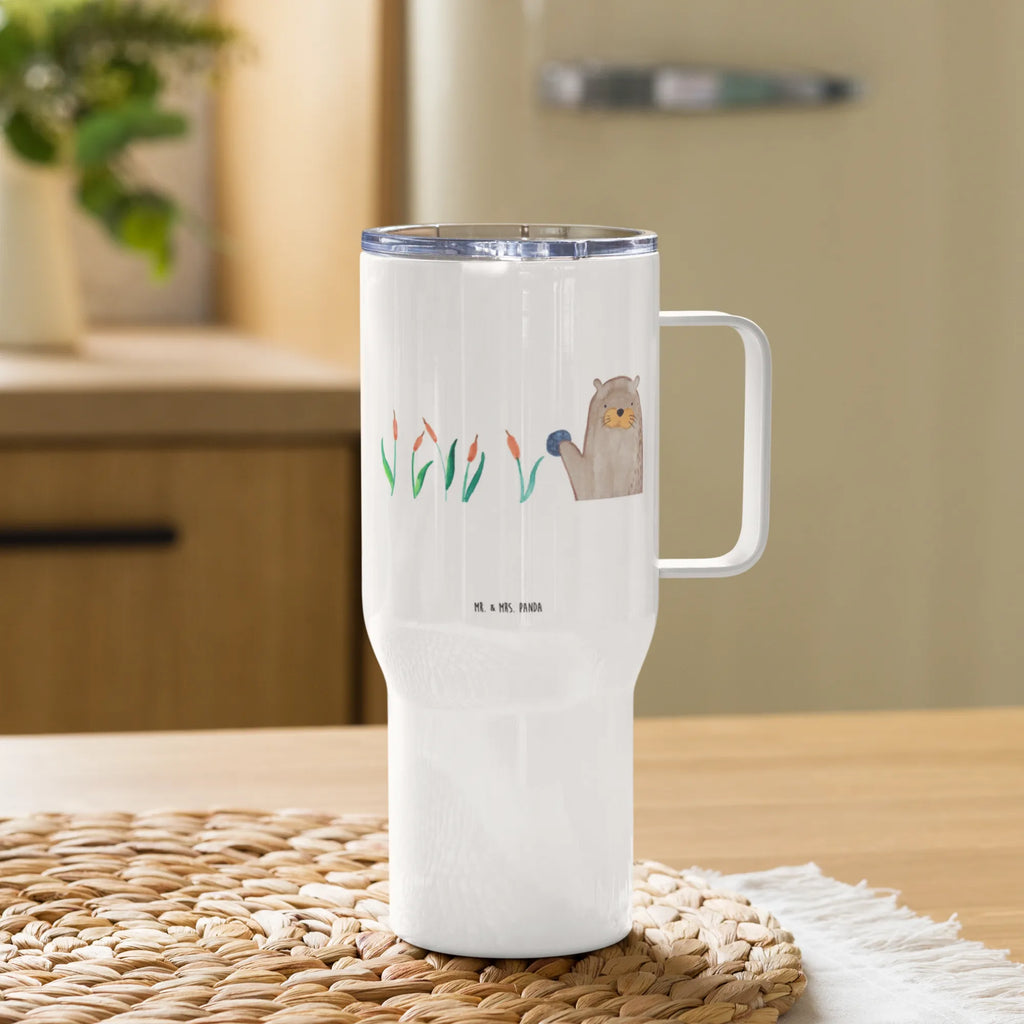 XXL thermal mug otter Stone XL Thermobecher, Autobecher, Thermobecher, XL Reisetasse, Jumbo Becher, Reisebecher, Großer Thermobecher, Otter, Fischotter, Seeotter, Otter Seeotter See Otter