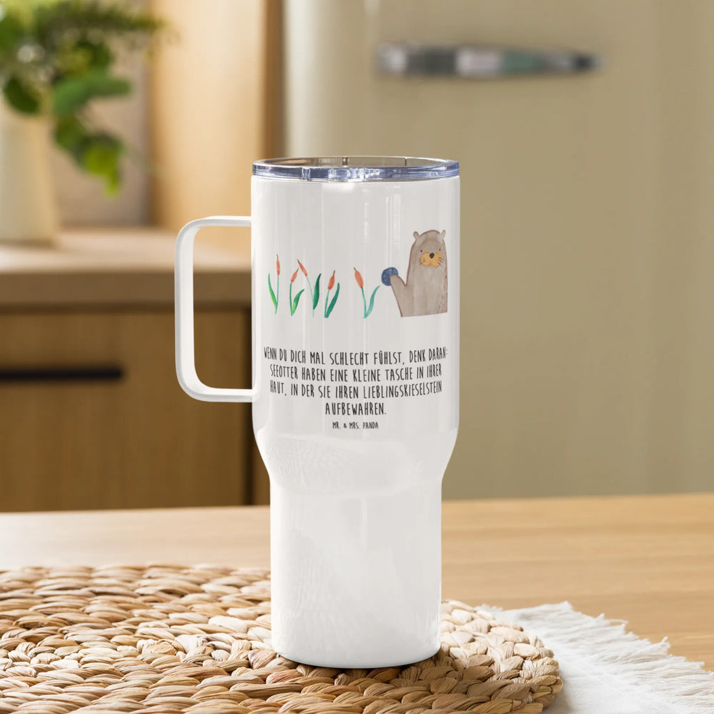 XXL thermal mug otter Stone XL Thermobecher, Autobecher, Thermobecher, XL Reisetasse, Jumbo Becher, Reisebecher, Großer Thermobecher, Otter, Fischotter, Seeotter, Otter Seeotter See Otter