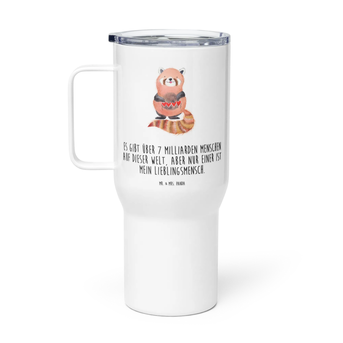 XXL thermal mug red panda card, gift ideas, gifts, small animals, cute, cute animal motives, hand drawn, funny sayings, good mood, special gifts, animal lover, darling, heart, red, favourite person
