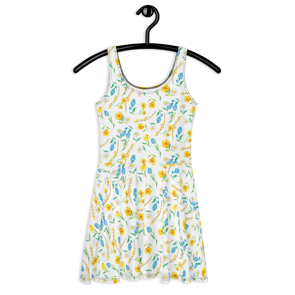 Sommerkleid Frühlingserwachen Design Kleid, Skaterkleid, Sommerkleid, Blumen, Muster, Wiese, Sommerblumen, Natur, Aquarell, Blumenmädchen