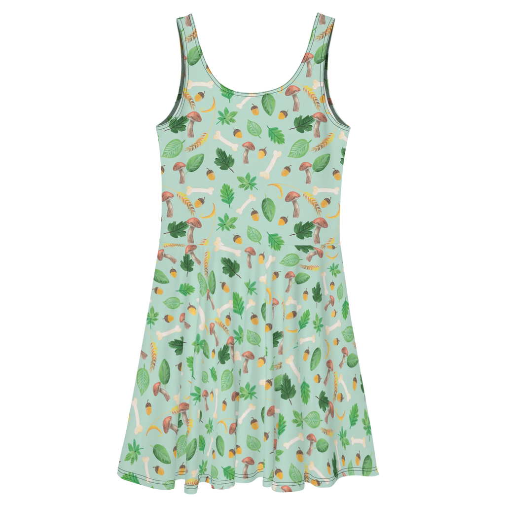 Sommerkleid Herbstwald Design Kleid, Sommerkleid, Skaterkleid, Blätter, Laub, Herbst, Wald, Pilze, Aquarell Muster