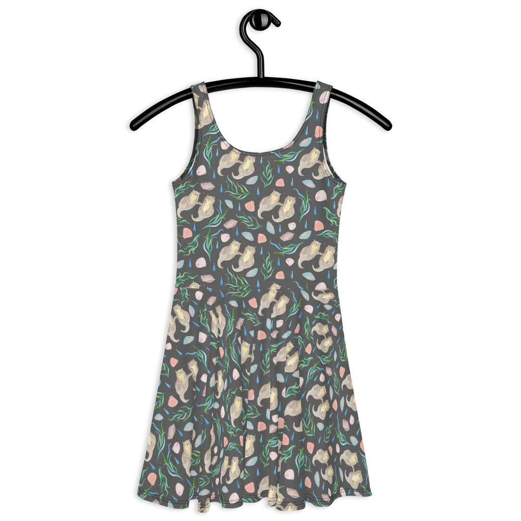 Sukienka letnia Miłość wydr Projekt Skaterkleid, Kleid, Sommerkleid, Beach Design, Otter, Aquarell, Händchenhaltene Otter, Muscheln, Meer, Maritim