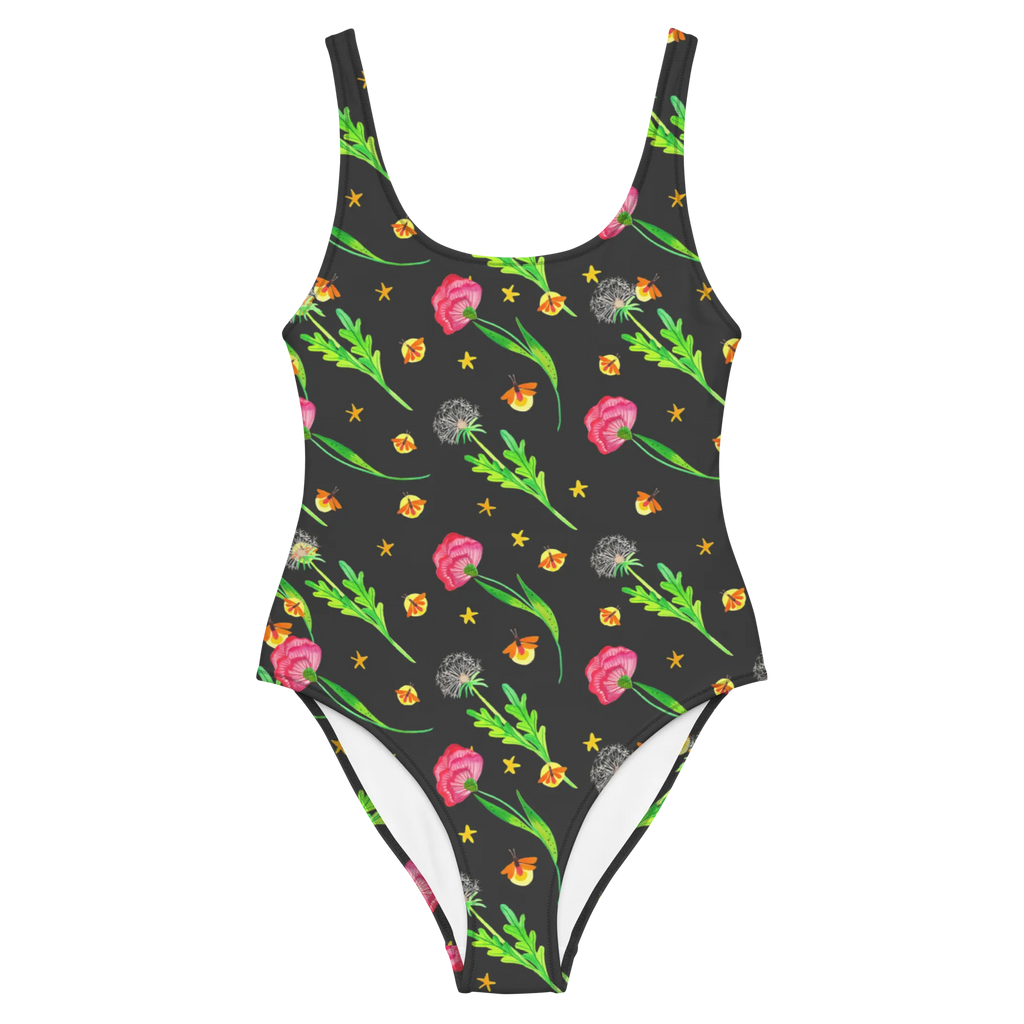 Badeanzug Glühwürmchen Design Rückenfreier Badeanzug, Bademode, Badebekleidung, Swimsuit, Luxus-Bademode, Badeanzug, Glühwürmchen, Blumen, Pusteblumen, Muster