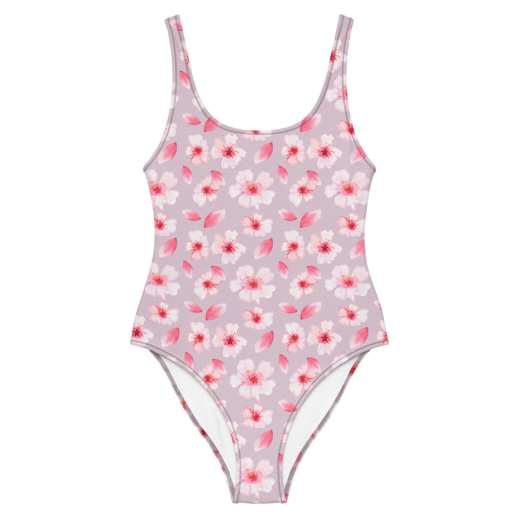 Swimsuit Cherry Blossoms Sea Luxus-Bademode, Rückenfreier Badeanzug, Badebekleidung, Swimsuit, Bademode, Badeanzug, Blütenmuster, Blüten, Kirschblüten, Blumen, Muster