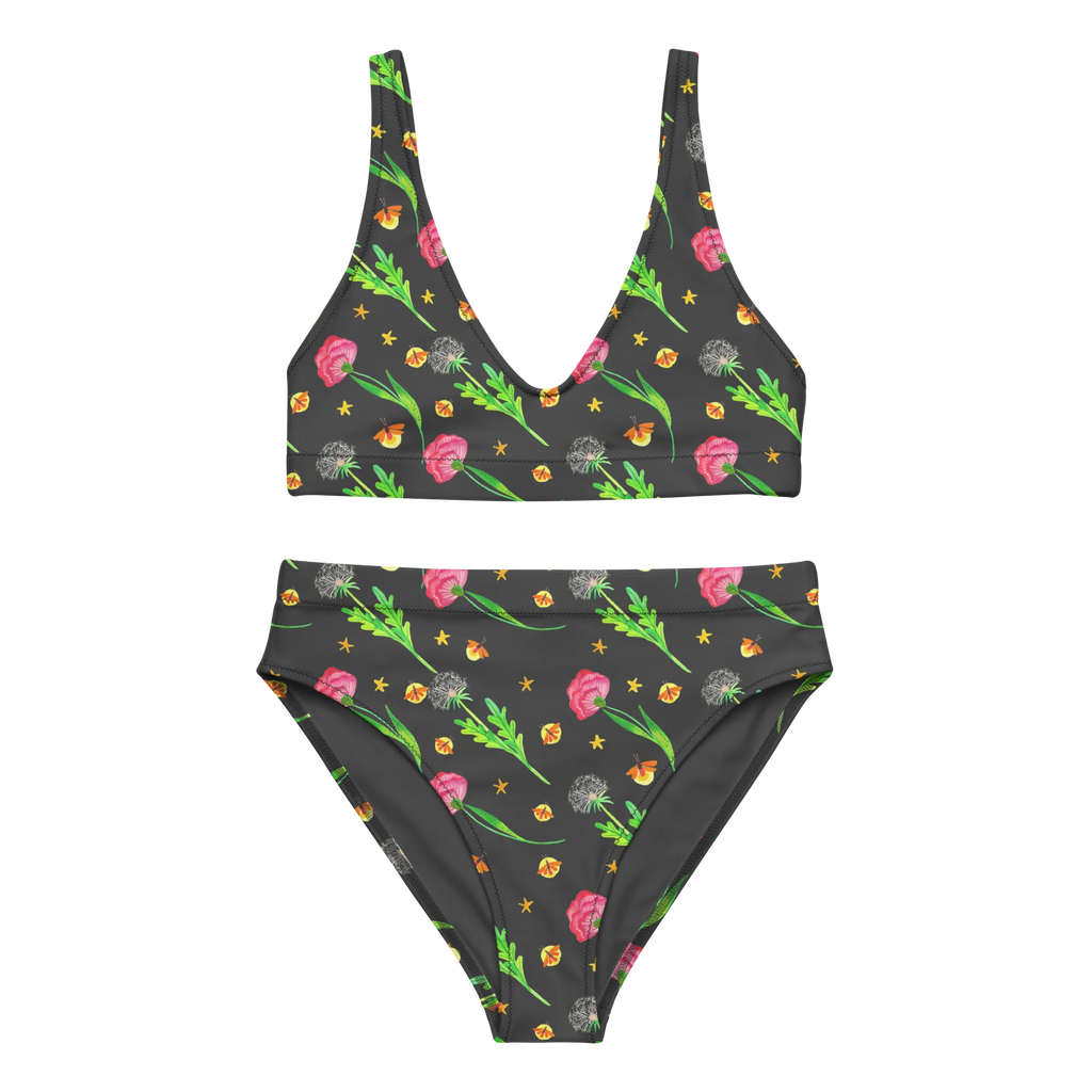 Bikini Glühwürmchen Design Bikinihose, 2er Set, Bikini, Bikinioberteil, High Waist Bikini, Zweiteiler, Bademode, Blumen, Glühwürmchen, Pusteblumen, Muster