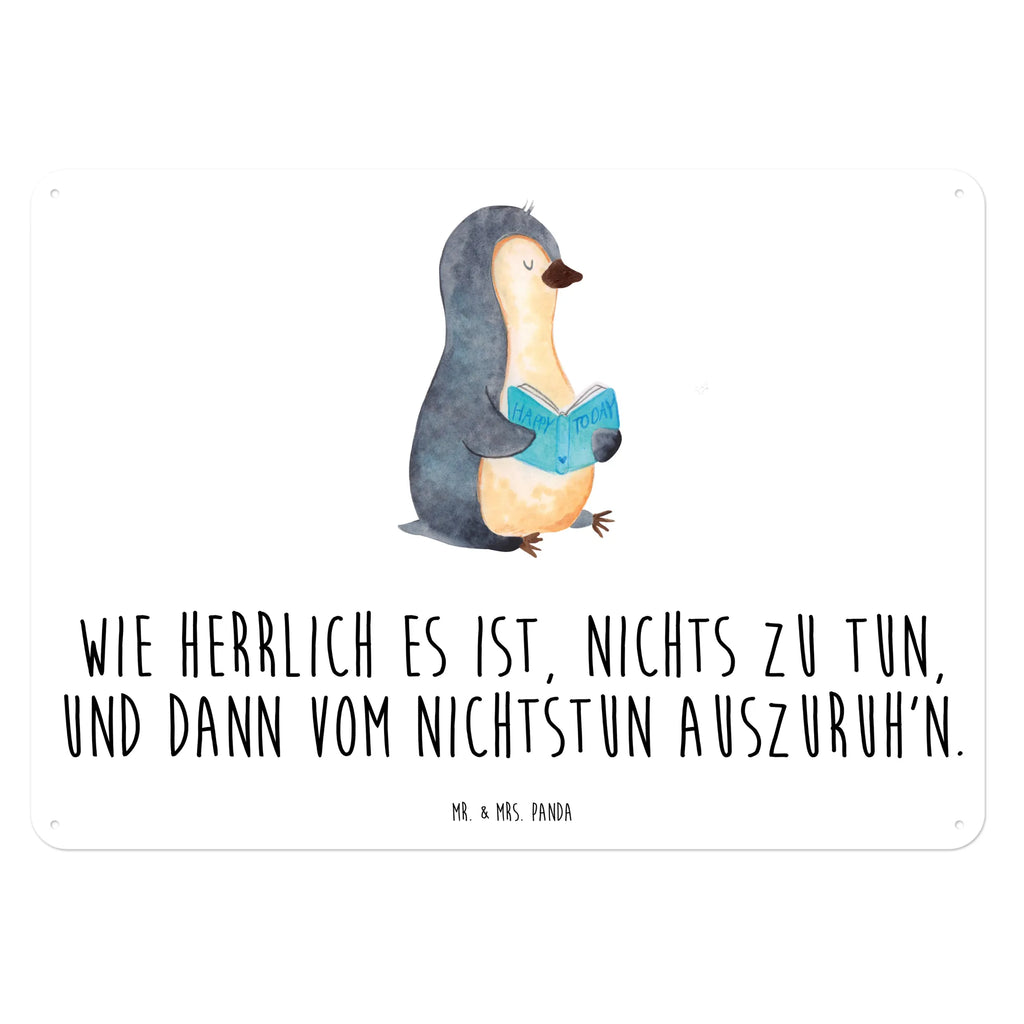 Blechschild Pinguin Buch Türschild Metall, Blechschild, Blechschild Groß, Blechschild Für Frauen, Blechschild Küche, Dekoschild Metall, Blechschild Zum Aufhängen, Wandschild Metall, Blechschild Büro, Blechschild Für Männer, Pinguin, Bücherwurm, Freizeit, Pinguine, Lesen, Buch, Faulenzen, Nichtstun, Urlaub, Ferien