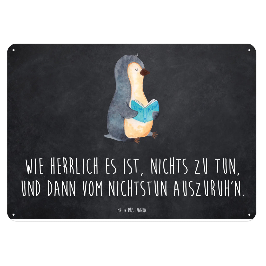 Blechschild Pinguin Buch Türschild Metall, Blechschild, Blechschild Groß, Blechschild Für Frauen, Blechschild Küche, Dekoschild Metall, Blechschild Zum Aufhängen, Wandschild Metall, Blechschild Büro, Blechschild Für Männer, Pinguin, Bücherwurm, Freizeit, Pinguine, Lesen, Buch, Faulenzen, Nichtstun, Urlaub, Ferien