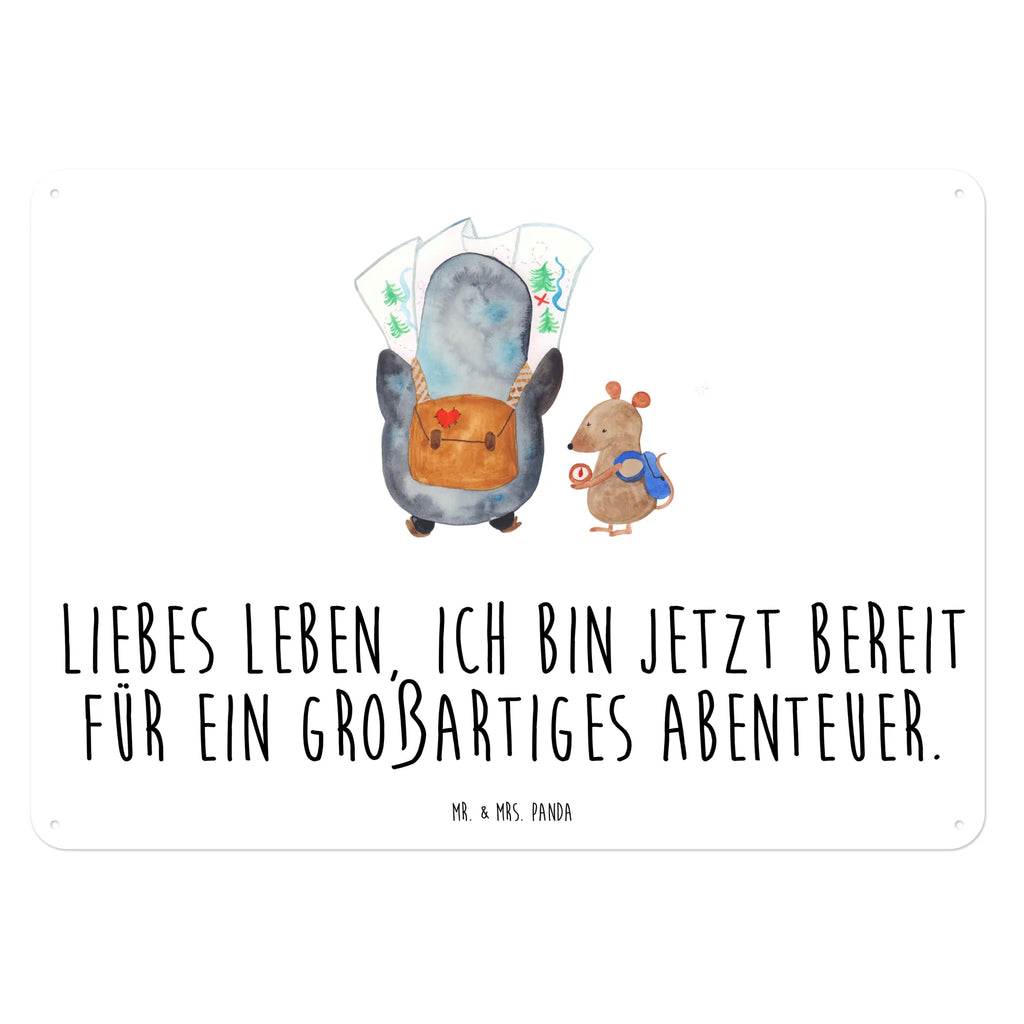 Blechschild Pinguin & Maus Wanderer Wandschild Metall, Blechschild Küche, Blechschild Zum Aufhängen, Blechschild, Türschild Metall, Blechschild Groß, Dekoschild Metall, Blechschild Büro, Blechschild Für Frauen, Blechschild Für Männer, Pinguin, Abenteurer, Roadtrip, Abenteuer, Wandern, Ausflug, Pinguine, Wanderlust