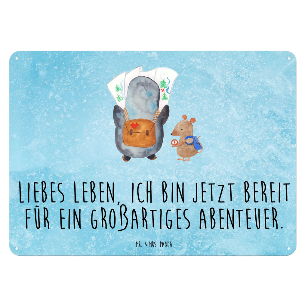 Blechschild Pinguin & Maus Wanderer Wandschild Metall, Blechschild Küche, Blechschild Zum Aufhängen, Blechschild, Türschild Metall, Blechschild Groß, Dekoschild Metall, Blechschild Büro, Blechschild Für Frauen, Blechschild Für Männer, Pinguin, Abenteurer, Roadtrip, Abenteuer, Wandern, Ausflug, Pinguine, Wanderlust
