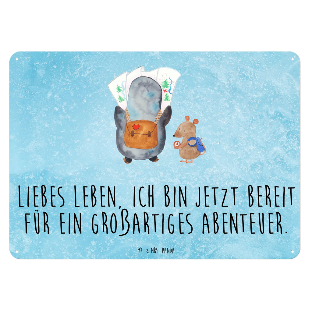 Blechschild Pinguin & Maus Wanderer Wandschild Metall, Blechschild Küche, Blechschild Zum Aufhängen, Blechschild, Türschild Metall, Blechschild Groß, Dekoschild Metall, Blechschild Büro, Blechschild Für Frauen, Blechschild Für Männer, Pinguin, Abenteurer, Roadtrip, Abenteuer, Wandern, Ausflug, Pinguine, Wanderlust