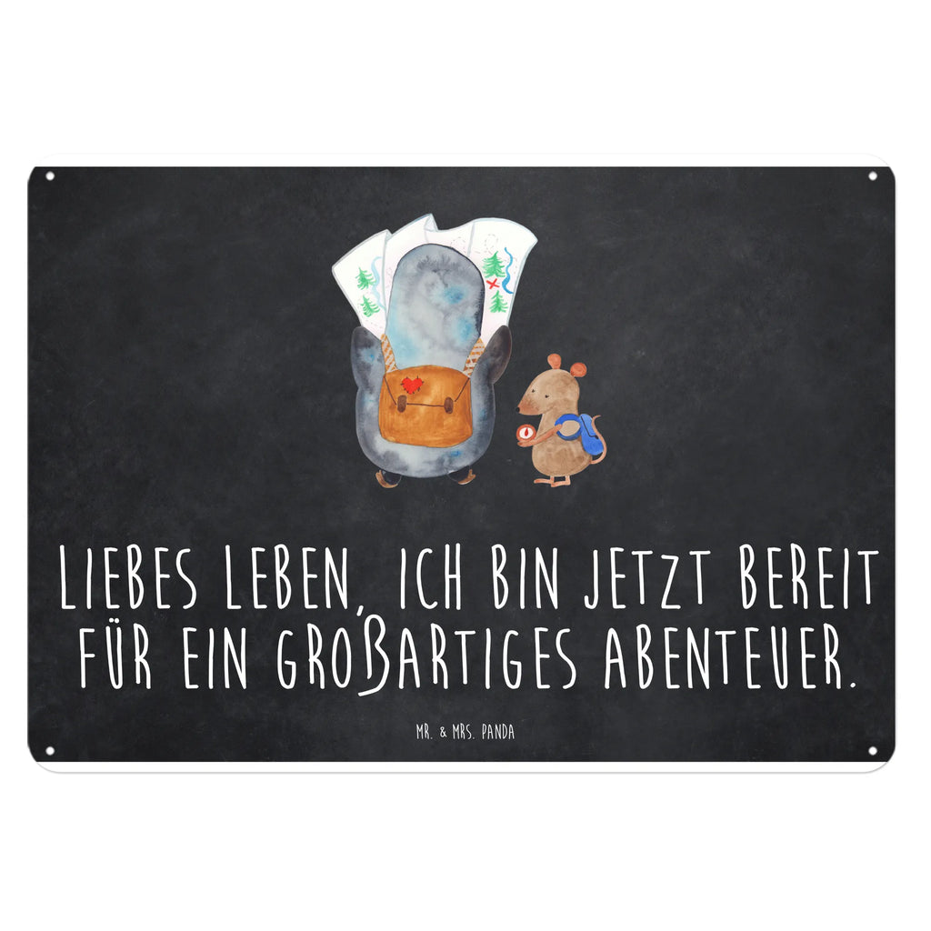 Blechschild Pinguin & Maus Wanderer Wandschild Metall, Blechschild Küche, Blechschild Zum Aufhängen, Blechschild, Türschild Metall, Blechschild Groß, Dekoschild Metall, Blechschild Büro, Blechschild Für Frauen, Blechschild Für Männer, Pinguin, Abenteurer, Roadtrip, Abenteuer, Wandern, Ausflug, Pinguine, Wanderlust
