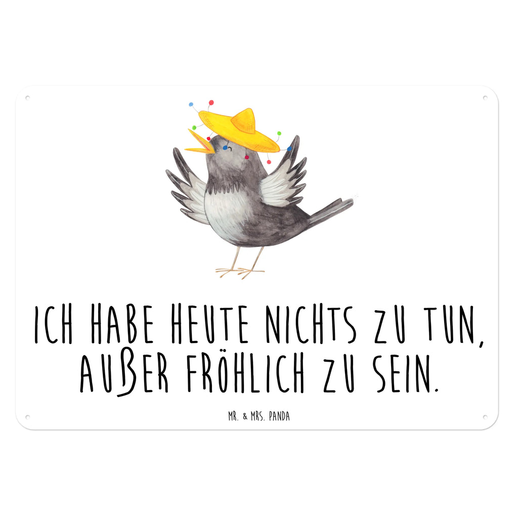Blechschild Rabe mit Sombrero Blechschild, Metallschild, Geschenk Schild, Schild, Magnet-Metall-Schild, Deko Schild, Wandschild, Wand-Dekoration, Türschild, Tiermotive, Gute Laune, lustige Sprüche, Tiere, Rabe, Vogel, Vögel, Spruch positiv, fröhlich sein, glücklich sein, Glück Spruch, froh, Elster, Motivation