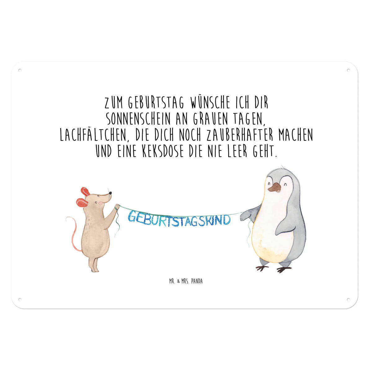 Blechschild Maus Pinguin Geburtstag