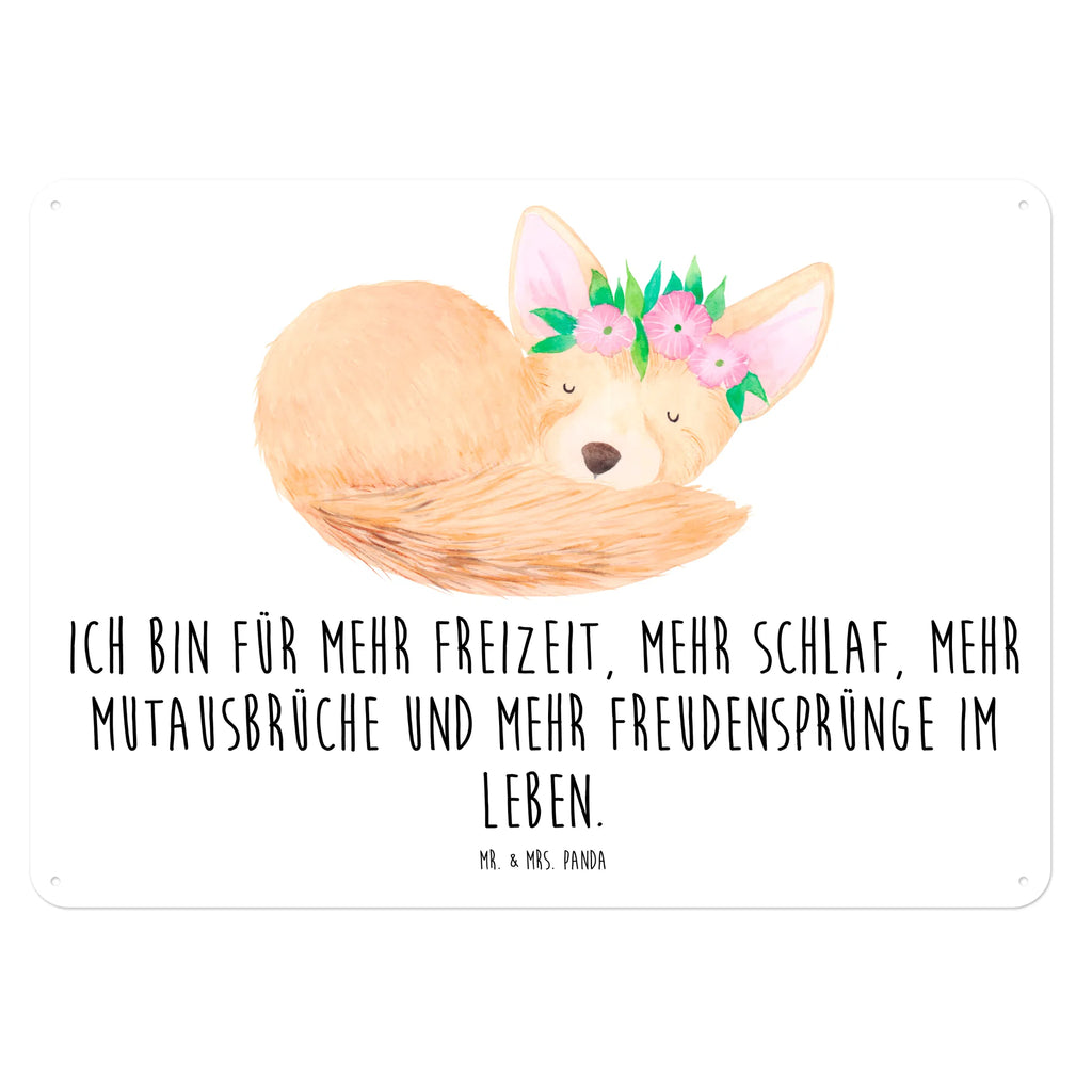 Blechschild Wüstenfuchs Blumen Türschild Metall, Blechschild, Blechschild Büro, Dekoschild Metall, Wandschild Metall, Blechschild Für Männer, Blechschild Zum Aufhängen, Blechschild Groß, Blechschild Küche, Blechschild Für Frauen, Afrika, Wildtiere, Blumenkranz, Wüstenfuchs, Blumen, Glücklich, Wüste