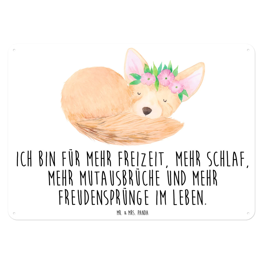 Blechschild Wüstenfuchs Blumen Türschild Metall, Blechschild, Blechschild Büro, Dekoschild Metall, Wandschild Metall, Blechschild Für Männer, Blechschild Zum Aufhängen, Blechschild Groß, Blechschild Küche, Blechschild Für Frauen, Afrika, Wildtiere, Blumenkranz, Wüstenfuchs, Blumen, Glücklich, Wüste