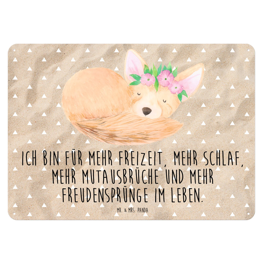 Blechschild Wüstenfuchs Blumen Türschild Metall, Blechschild, Blechschild Büro, Dekoschild Metall, Wandschild Metall, Blechschild Für Männer, Blechschild Zum Aufhängen, Blechschild Groß, Blechschild Küche, Blechschild Für Frauen, Afrika, Wildtiere, Blumenkranz, Wüstenfuchs, Blumen, Glücklich, Wüste
