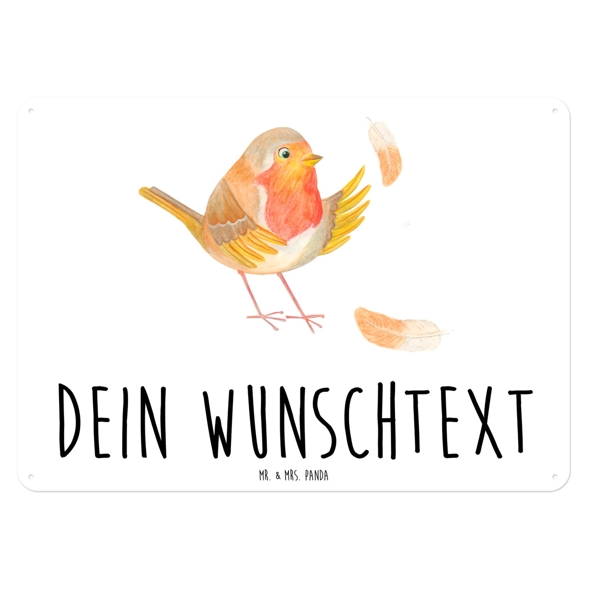 Personalized metal sign robin feathers special gifts, cute, funny sayings, card, animal lover, small animals, gift ideas, good mood, gifts, hand drawn, cute animal motives, motivation slogans, motivation pictures, slogan motivation, robin, bird, slogan courage, flying