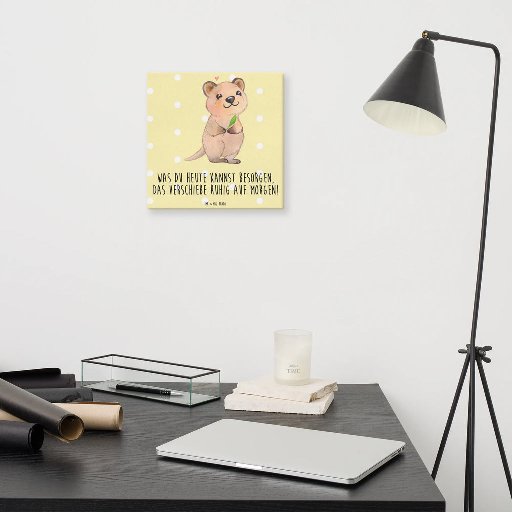 Canvas picture Quokka Happy Kunstdruck, Leinwand, Gute Laune, Tiermotive, Lustige Sprüche, Tiere, Dinge Erledigen, Niedliches Tier, Quokka, Lustiger Spruch, Verschieben, Aufschieberitis