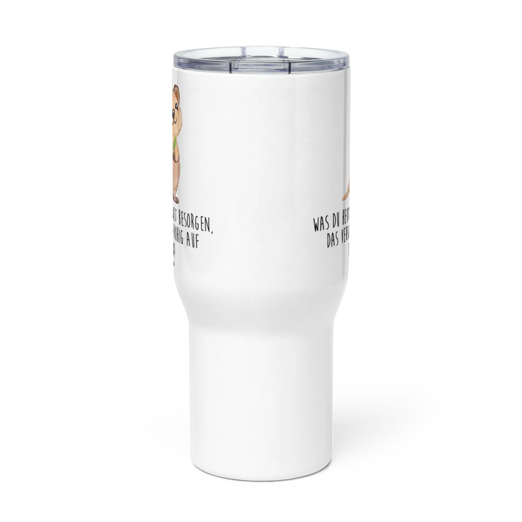 XXL thermal mug Quokka Happy XL Thermobecher, Großer Thermobecher, XL Reisetasse, Jumbo Becher, Thermobecher, Autobecher, Reisebecher, Tiermotive, Gute Laune, lustige Sprüche, Tiere, Lustiger Spruch, Aufschieberitis, Dinge erledigen, Quokka, Niedliches Tier, Verschieben