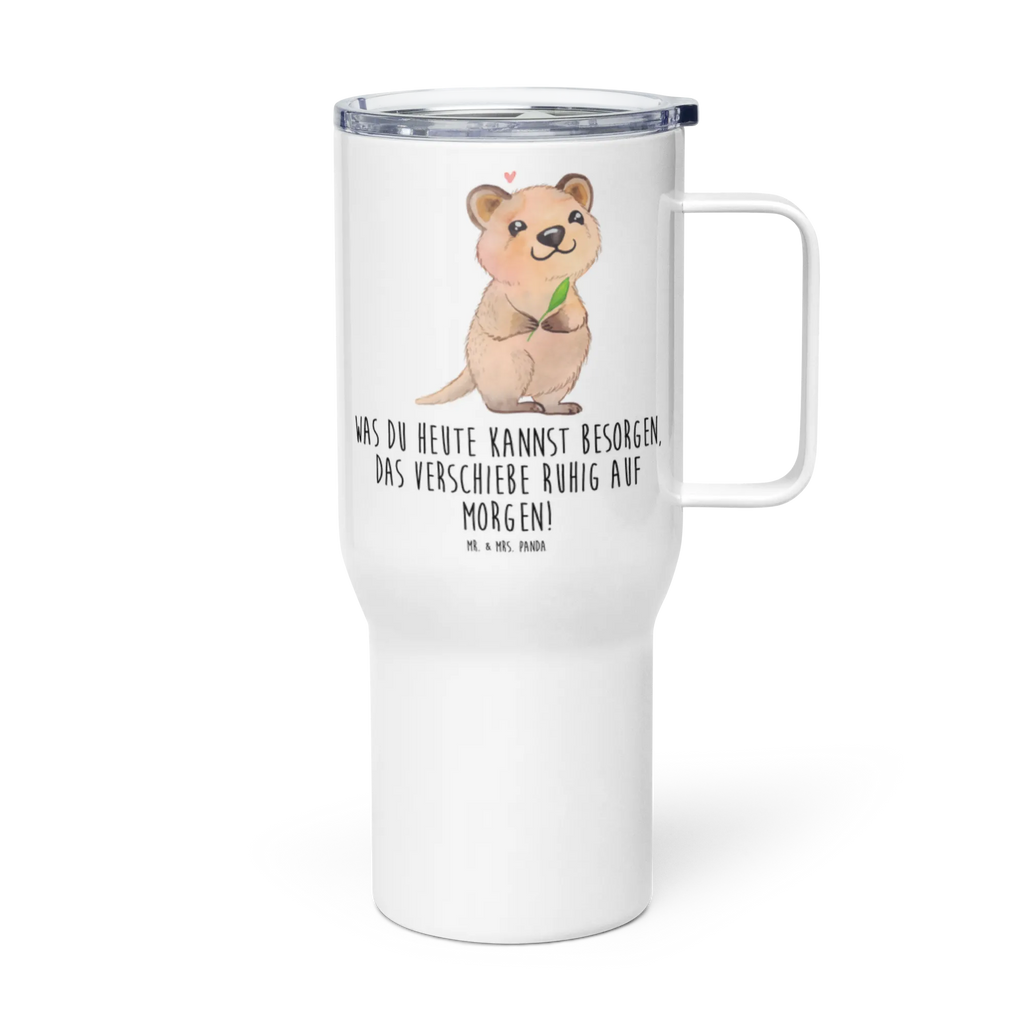 XXL thermal mug Quokka Happy XL Thermobecher, Großer Thermobecher, XL Reisetasse, Jumbo Becher, Thermobecher, Autobecher, Reisebecher, Tiermotive, Gute Laune, lustige Sprüche, Tiere, Lustiger Spruch, Aufschieberitis, Dinge erledigen, Quokka, Niedliches Tier, Verschieben