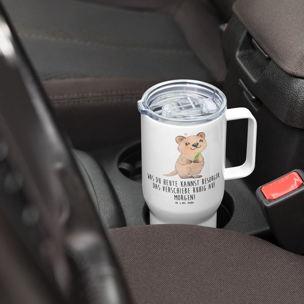XXL thermal mug Quokka Happy XL Thermobecher, Großer Thermobecher, XL Reisetasse, Jumbo Becher, Thermobecher, Autobecher, Reisebecher, Tiermotive, Gute Laune, lustige Sprüche, Tiere, Lustiger Spruch, Aufschieberitis, Dinge erledigen, Quokka, Niedliches Tier, Verschieben