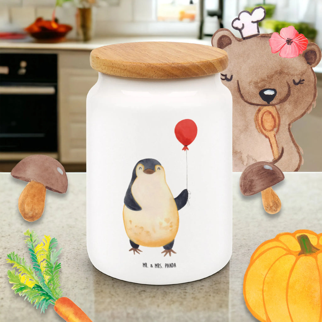Storage jar Penguin balloon storage jar, pantry storage, snack jar, kitchen canister, canister, airtight container, preservative jar, ceramic jar, food storage container, kitchen storage solutions, cookie jar, treat jar, bulk food storage, Penguin, North Pole, Winter, Penguins, best friend, new life, motivation, love of life, new start, gift idea, balloon, gift girlfriend, love, penguins, daydreams, happiness