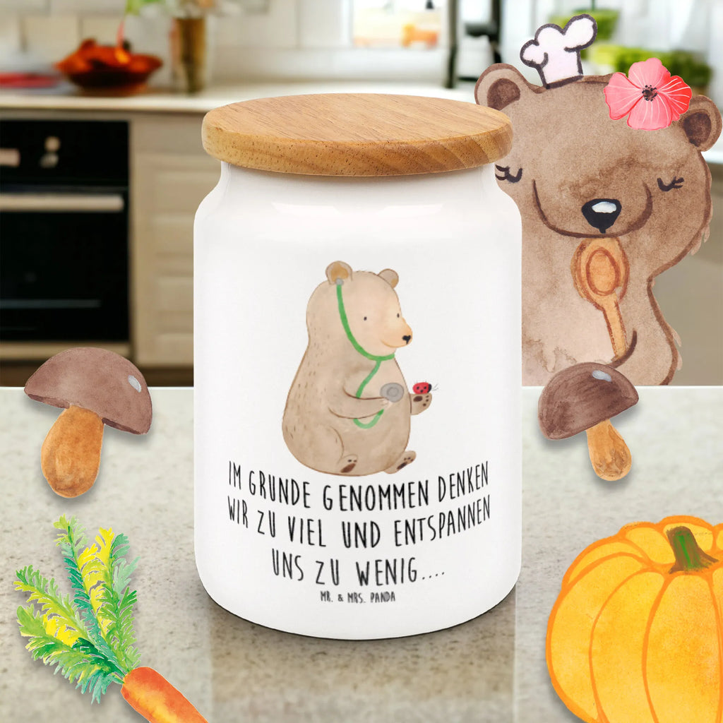 Storage jar bear Physician snack jar, storage jar, pantry storage, treat jar, cookie jar, canister, kitchen storage solutions, airtight container, bulk food storage, food storage container, ceramic jar, preservative jar, kitchen canister, bear, teddy, teddy bear, cuddly toy, Bear, Professor, Doctor