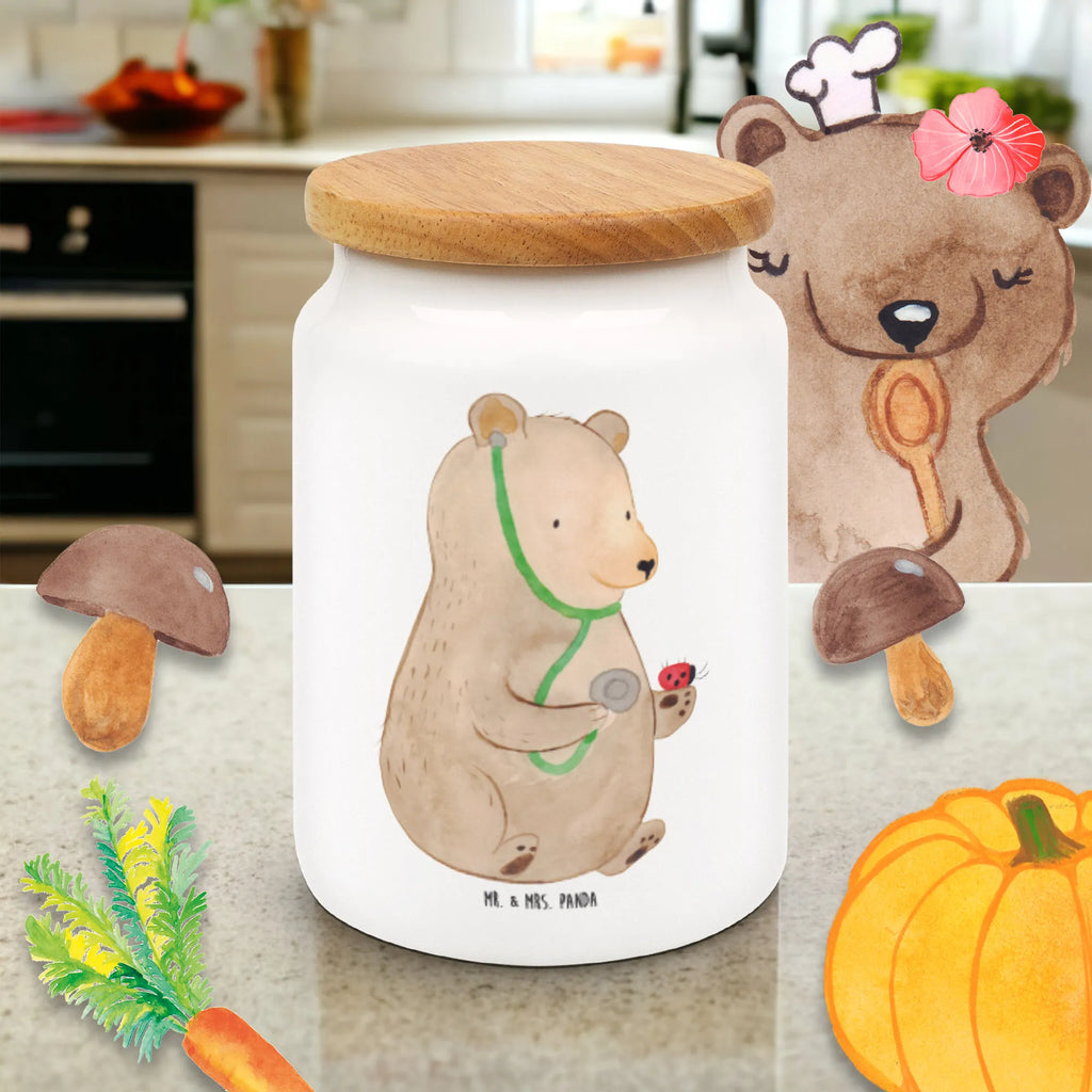 Storage jar bear Physician snack jar, storage jar, pantry storage, treat jar, cookie jar, canister, kitchen storage solutions, airtight container, bulk food storage, food storage container, ceramic jar, preservative jar, kitchen canister, bear, teddy, teddy bear, cuddly toy, Bear, Professor, Doctor