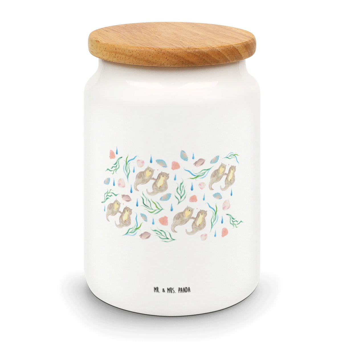 Vorratsdose Otterliebe Design leckerlidose, behälter, vorratsgefäß, bonbondose, Aufbewahrungsdose, Teedose, Frischhaltedose, aufbewahrungsbehälter, Keksdose, keramikdose, Biskuitdose, Lebensmittelbehälter, tee behälter, vorratsbox, zuckerdose, Aromadose, müslidose, Snackdose, salzdose, Dose, Kaffeedose, Vorratsdose, Vorratsbehälter, gebäckdose, Aquarell, Maritim, Muscheln, Meer, Beach Design, Otter, Händchenhaltene Otter