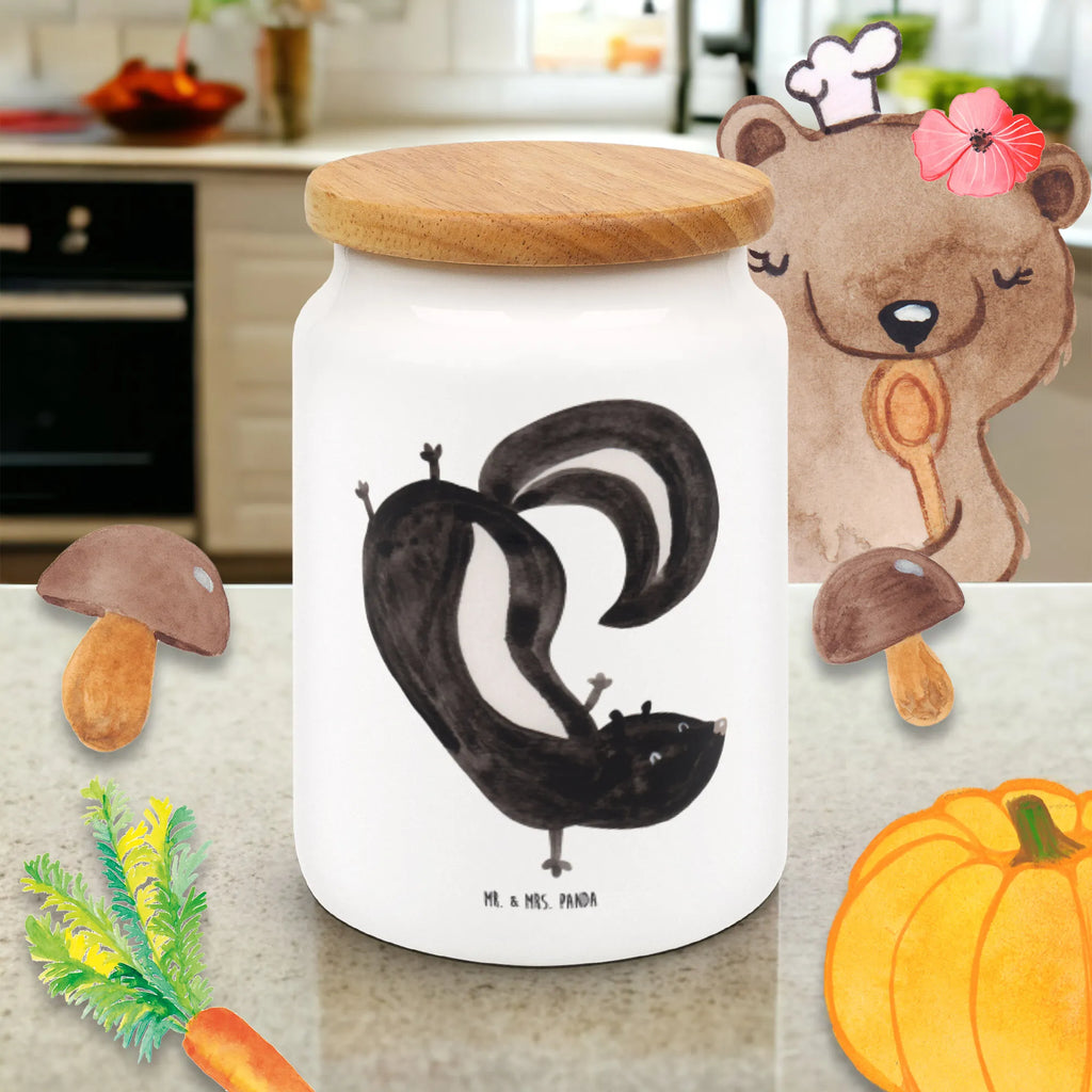 Pojemnik na żywność skunks stojka keramikdose, keksdosen, Kaffeedose, Vorratsdose, tee behälter, Vorratsbehälter, aufbewahrungsbehälter, Aufbewahrungsdose, Frischhaltedose, leckerlidose, zuckerdose, Vorratsdosen, leckerlidosen, Dose, bonbondose, Frischhaltedosen, Teedose, Vorratsdose Mit Deckel, Aufbewahrungsdosen, Keksdose, Aufbewahrungsdose Mit Deckel, Lebensmittelbehälter, Vorratsglas, Frischhaltedose Mit Deckel, müslidose, gebäckdose, Stinktier, Skunk, Spielplatz, Raubtier, Kind, Stinki, Stinker, Wildtier, Verpielt