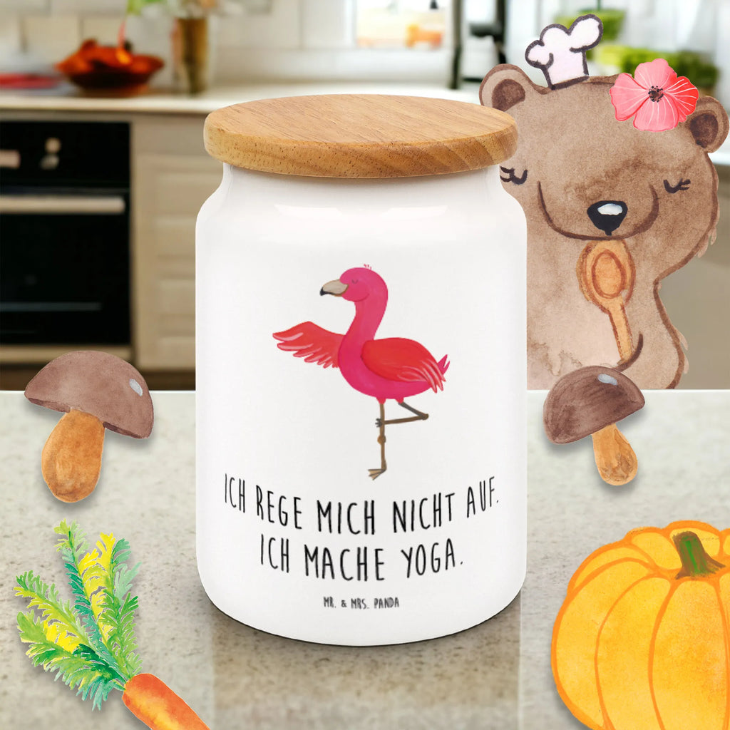 Storage jar flamingo yoga pantry storage, kitchen canister, kitchen storage solutions, canister, preservative jar, bulk food storage, food storage container, cookie jar, storage jar, snack jar, airtight container, treat jar, ceramic jar, Flamingo, pink, pink bird, bird of paradise, red, flamingo decoration, gift pink, gifts, gift idea, children, adults, girls, flamingo fans, summer, vacation, sea, unusual gifts in pink, pink gifts, girls gifts, small gifts, Caribbean feeling, funny sayings, yoga exercise, agitation, mindfulness, namaste, bird, anger, relaxation, deep relaxation, yoga