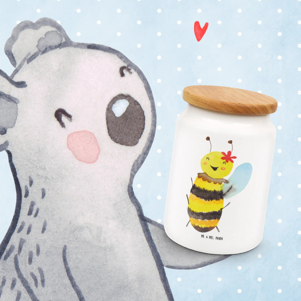 Storage jar bee happy canister, snack jar, cookie jar, kitchen canister, food storage container, preservative jar, treat jar, kitchen storage solutions, storage jar, airtight container, bulk food storage, pantry storage, ceramic jar, Bee, wasp, bumblebee